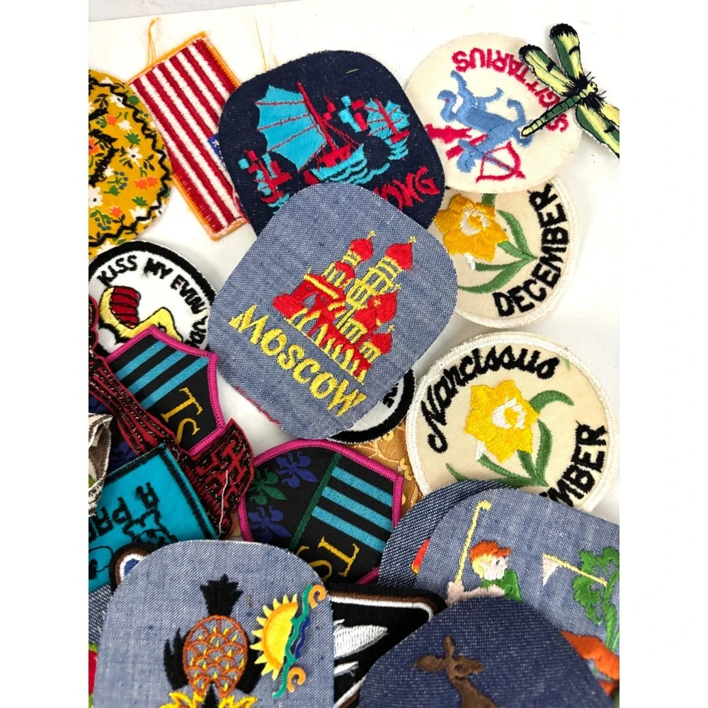 150 Assorted Applique Patches Iron-On or Sew-On Mixed Sequin Craft Lot New‎